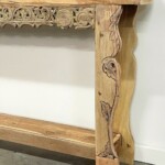 Long Narrow Carved Artisan Console Table with Shelf