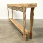 Long Narrow Carved Artisan Console Table with Shelf at Gado Gado