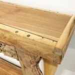 Long Narrow Carved Artisan Console Table with Shelf at Gado Gado