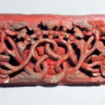 Old Carved Red Teak Panel 134