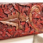 Old Carved Teak Painted Panel 194 Old Carved Teak Painted Panel 194