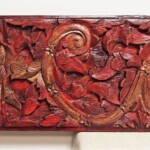 Old Carved Teak Painted Panel 194
