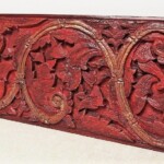 Old Carved Teak Painted Panel 194