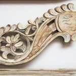 Old Carved Teak Panel Whitewashed