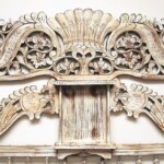 Old Carved Teak Panel Whitewashed
