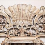 Old Carved Teak Panel Whitewashed