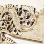 Old Carved Teak Panel Whitewashed