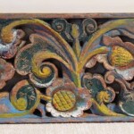 Old Carved Teak Panel with Lotus 163 Old Carved Teak Panel with Lotus 163