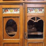 Old Colonial Painted Glass Accent Cabinet from Gado Gado