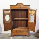 Old Colonial Painted Glass Accent Cabinet