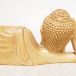 Hand Carved Reclining Buddha Wood Statue