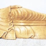 Hand Carved Reclining Buddha Wood Statue