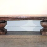 Hand Hewn Teak Slab Bench Coffee Table Hand Hewn Teak Slab Bench Coffee Table