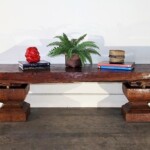 Hand Hewn Teak Slab Bench Coffee Table Hand Hewn Teak Slab Bench Coffee Table