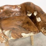 Modern Organic Burled Teak Accent Chair Modern Organic Burled Teak Accent Chair