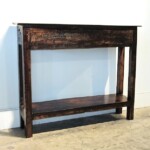 Narrow Carved Console Table with Old Teak Panel