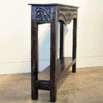 Narrow Carved Console Table with Old Teak Panel