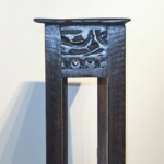 Narrow Carved Console Table with Old Teak Panel