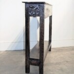 Narrow Carved Console Table with Old Teak Panel