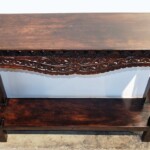 Narrow Carved Console Table with Old Teak Panel