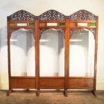Old Carved Teak Screen Headboard Old Carved Teak Screen Headboard with Glass