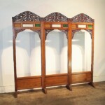 Old Carved Teak Screen Headboard Old Carved Teak Screen Headboard with Glass