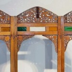 Old Carved Teak Screen Headboard Old Carved Teak Screen Headboard with Glass