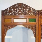 Old Carved Teak Screen Headboard Old Carved Teak Screen Headboard with Glass