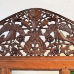 Old Carved Teak Screen Headboard Old Carved Teak Screen Headboard with Glass