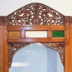 Old Carved Teak Screen Headboard Old Carved Teak Screen Headboard with Glass