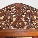 Old Carved Teak Screen Headboard Old Carved Teak Screen Headboard with Glass