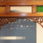 Old Carved Teak Screen Headboard Old Carved Teak Screen Headboard with Glass