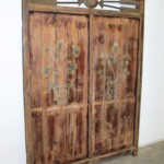 Old Original Painted Teak Panel Old Original Painted Teak Panel