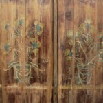 Old Original Painted Teak Panel