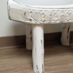 Painted Carved Tribal Bench