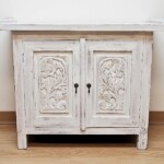 Reclaimed Teak Whitewashed Carved Console Cabinet Reclaimed Teak Whitewashed Carved Console Cabinet