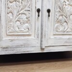 Reclaimed Teak Whitewashed Carved Console Cabinet