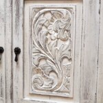 Reclaimed Teak Whitewashed Carved Console Cabinet