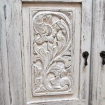 Reclaimed Teak Whitewashed Carved Console Cabinet