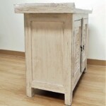 Reclaimed Teak Whitewashed Carved Console Cabinet