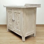 Reclaimed Teak Whitewashed Carved Console Cabinet Reclaimed Teak Whitewashed Carved Console Cabinet