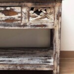 Reclaimed Wood Carved Console Table Distressed Finish