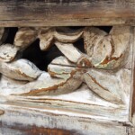 Reclaimed Wood Carved Console Table Distressed Finish