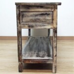 Reclaimed Wood Carved Console Table Distressed Finish