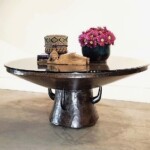 Round Coffee Table with Unique Wood Base Round Coffee Table with Unique Wood Base