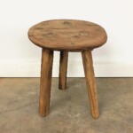 Round Reclaimed Wood Rustic Stool at Gado Gado