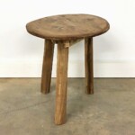 Round Reclaimed Wood Rustic Stool at Gado Gado