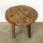 Round Reclaimed Wood Rustic Stool at Gado Gado