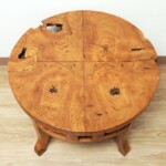 Round Teak Burl Accent Table