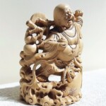 Hand Carved Happy Buddha Wood Statue from Bali Hand Carved Happy Buddha Wood Statue from Bali